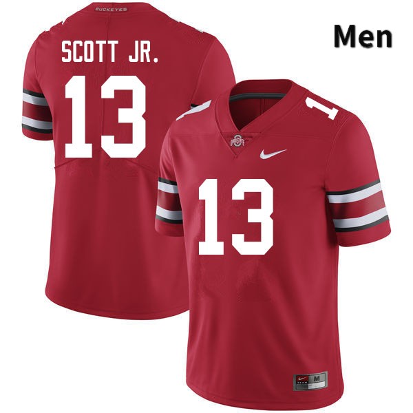 Ohio State Buckeyes Gee Scott Jr. Men's #13 Scarlet Authentic Stitched College Football Jersey